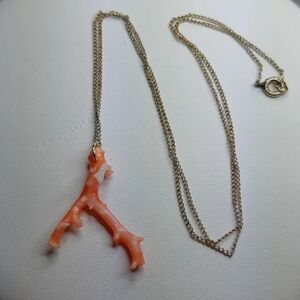 12 K Gold Fill (Sterling Silver) Genuine Coral Necklace
